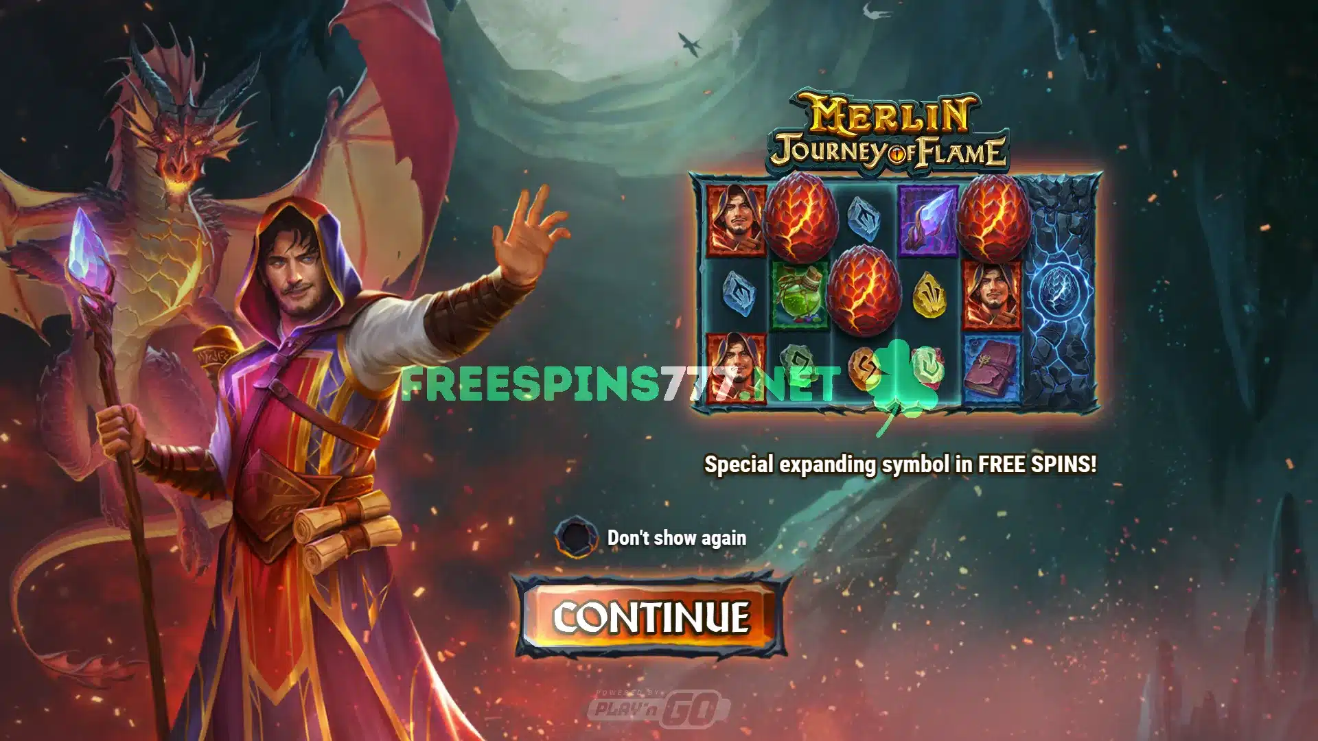 Merlin: Journey of Flame Startscreen