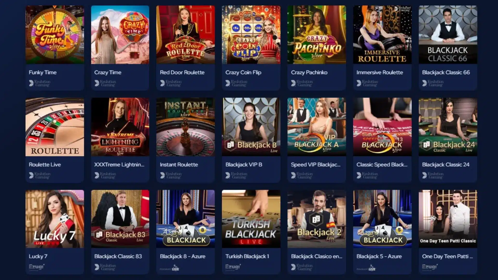 Live Casino Selection