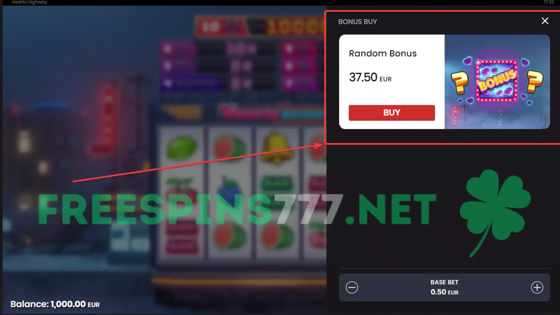 Hearts Highway Bonus Buy and Push Bet