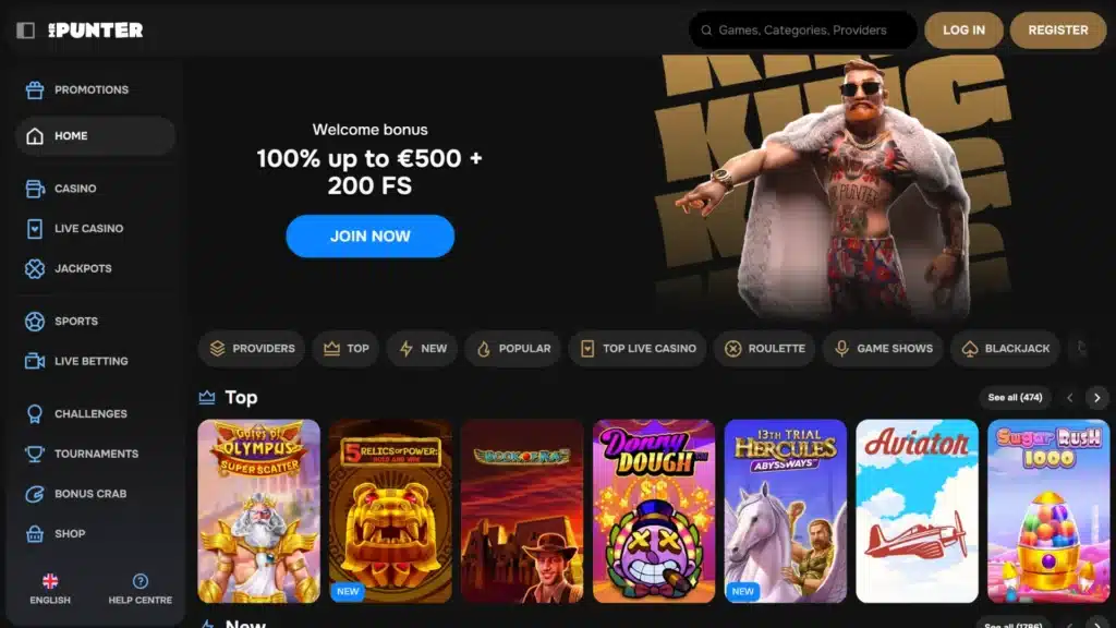 Mr Punter Casino Homepage Wallpaper