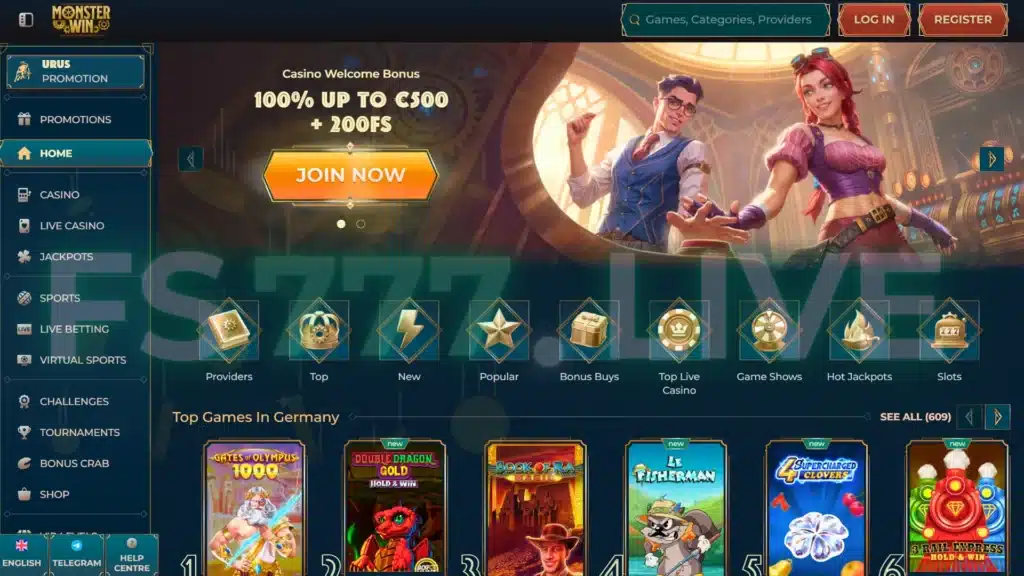 monsterwin casino homepage wallpaper